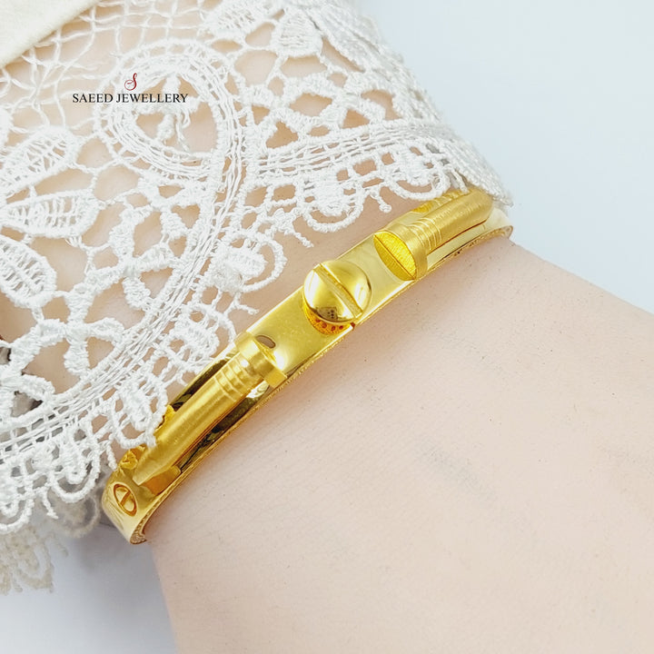 Zirconed Nail Bracelet  Made Of 21K Yellow Gold by Saeed Jewelry-28685