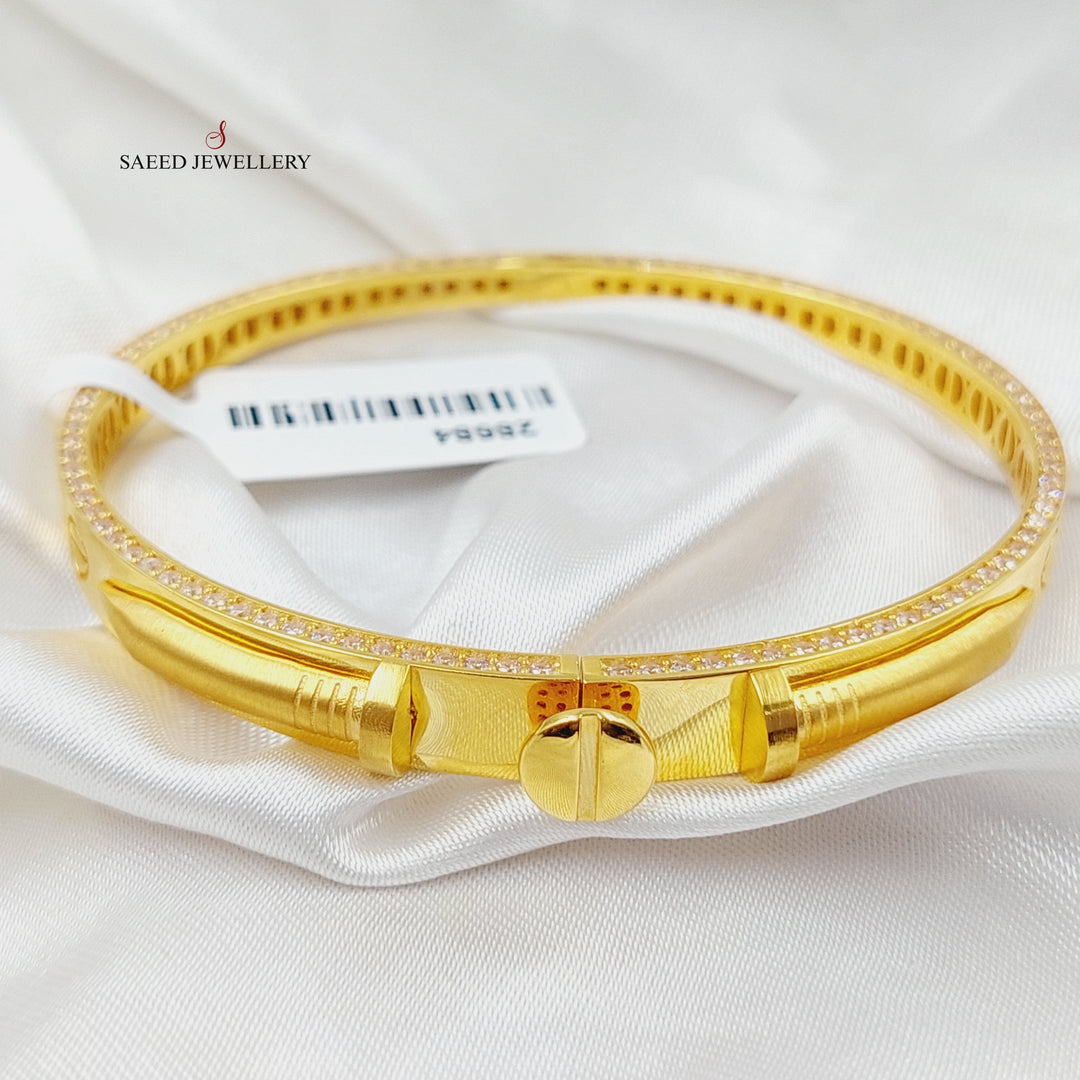 Zirconed Nail Bracelet  Made Of 21K Yellow Gold by Saeed Jewelry-28685