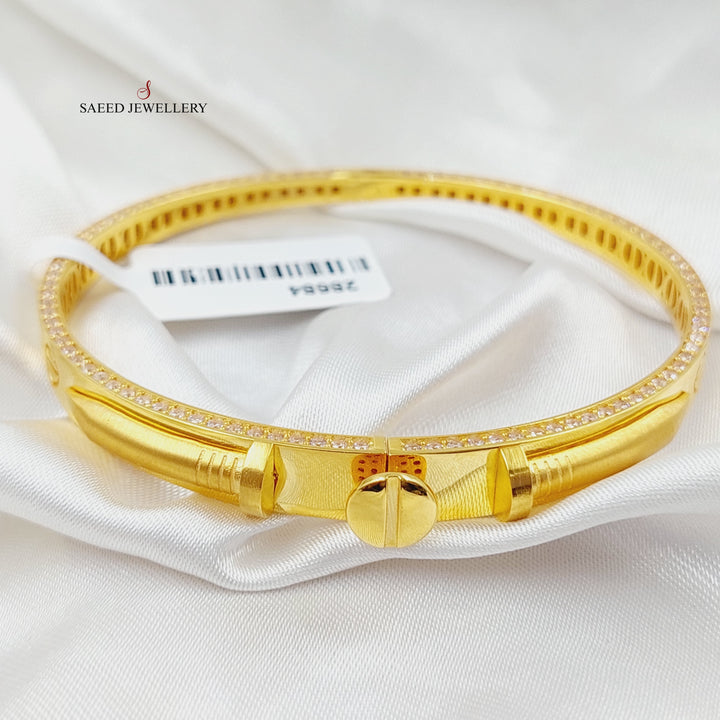 Zirconed Nail Bracelet  Made Of 21K Yellow Gold by Saeed Jewelry-28685