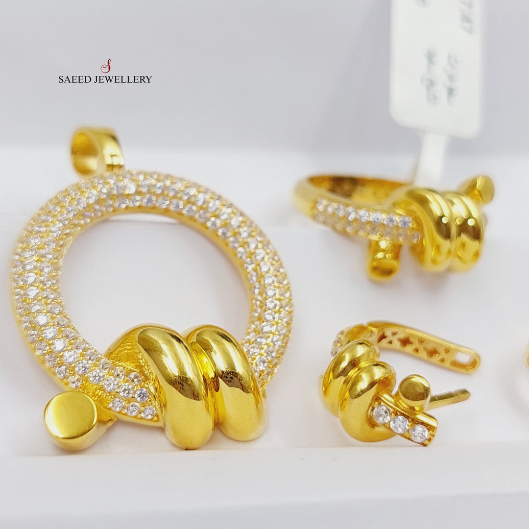 Zirconed Nail Set  Made Of 21K Yellow Gold by Saeed Jewelry-28686