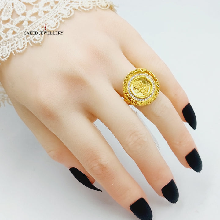 Zirconed Ounce Ring Made Of 21K Yellow Gold by Saeed Jewelry-28363