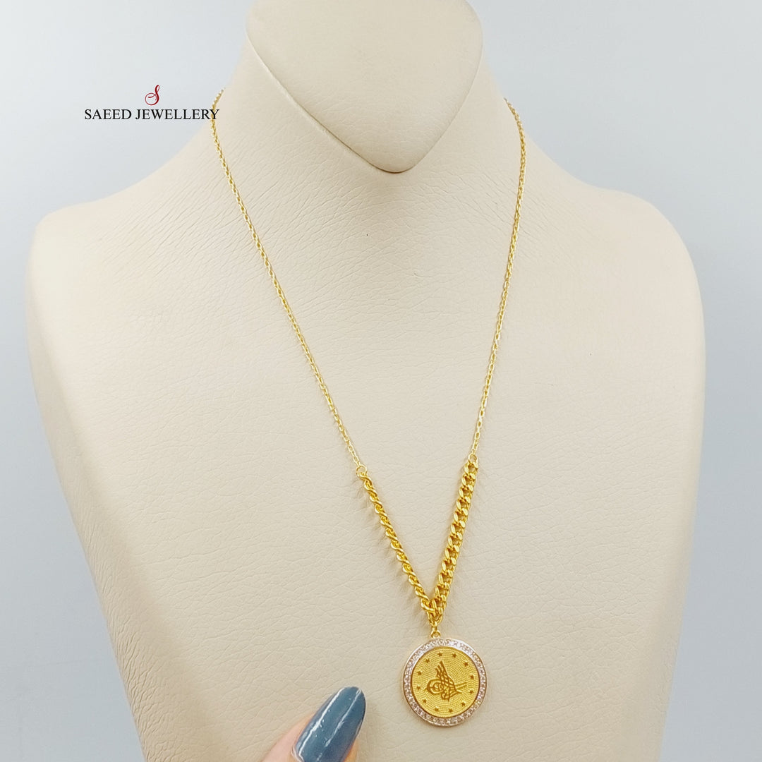 Zirconed Rashadi Necklace Made Of 21K Yellow Gold by Saeed Jewelry-27692