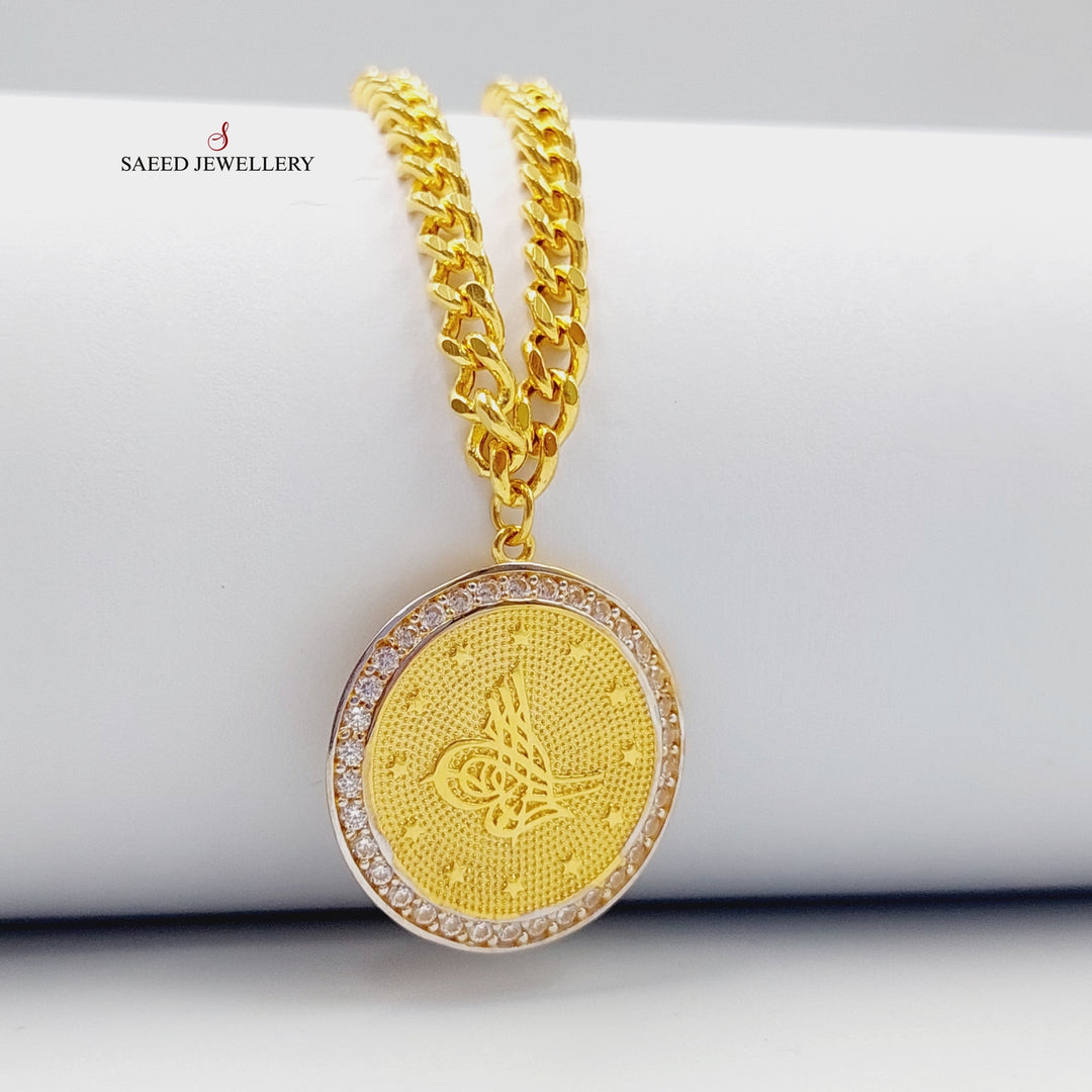 Zirconed Rashadi Necklace Made Of 21K Yellow Gold by Saeed Jewelry-27692