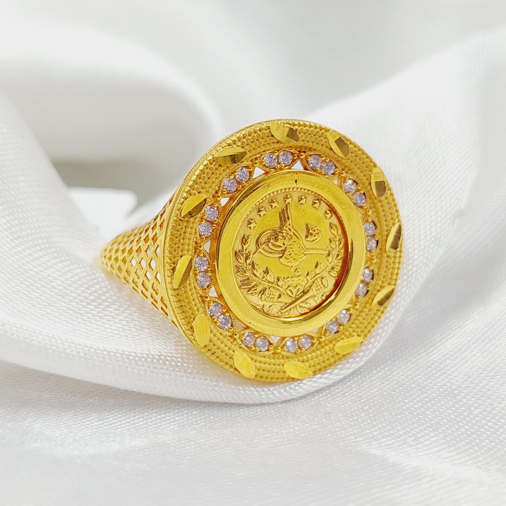 Zirconed Rashadi Ring Made Of 21K Yellow Gold by Saeed Jewelry-28361