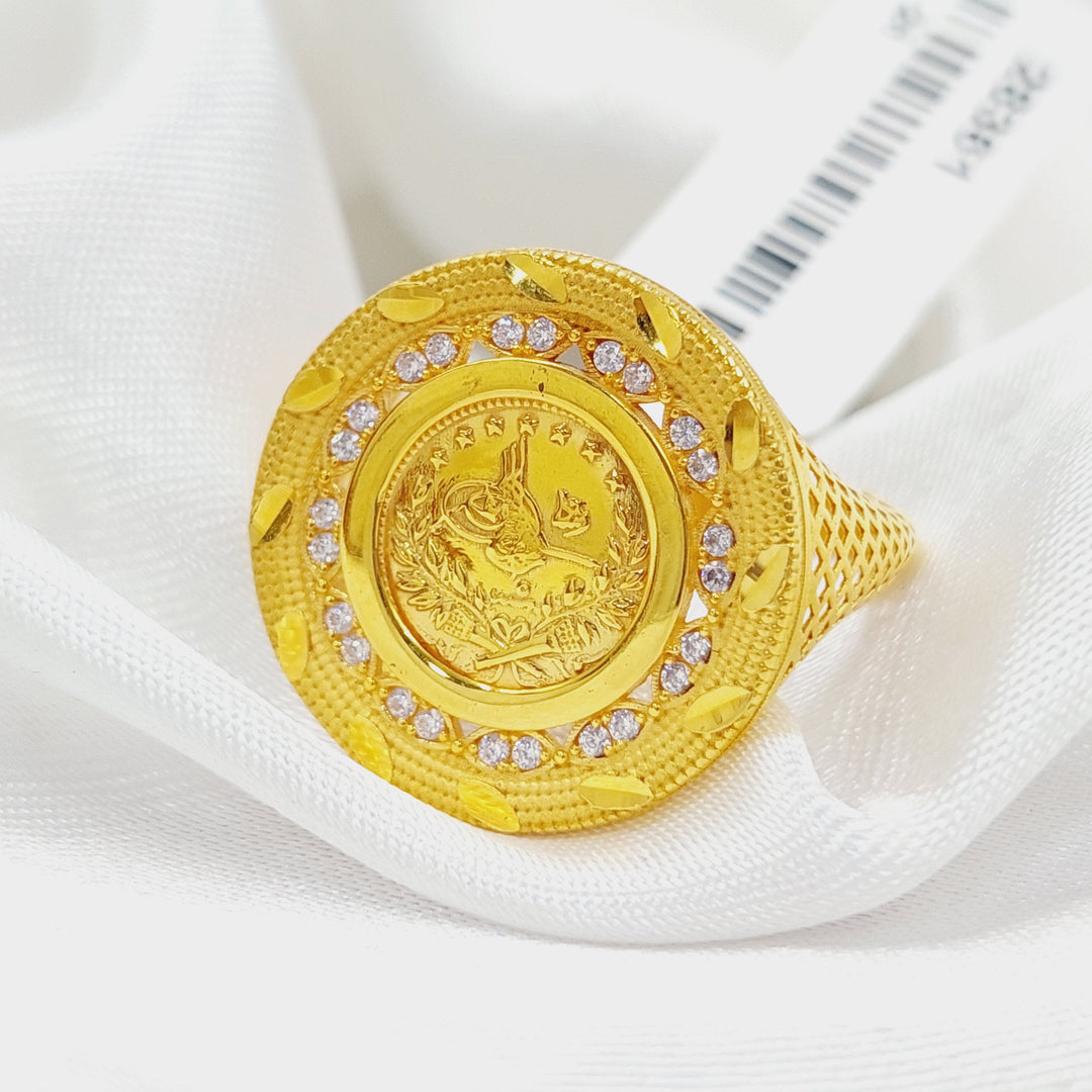 Zirconed Rashadi Ring Made Of 21K Yellow Gold by Saeed Jewelry-28361