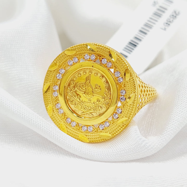 Zirconed Rashadi Ring Made Of 21K Yellow Gold by Saeed Jewelry-28361