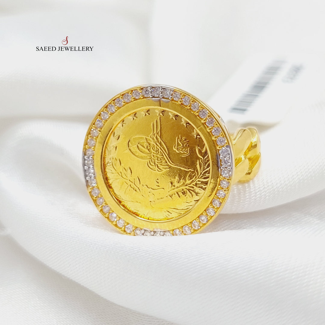 Zirconed Rashadi Ring Made Of 21K Yellow Gold by Saeed Jewelry-28373
