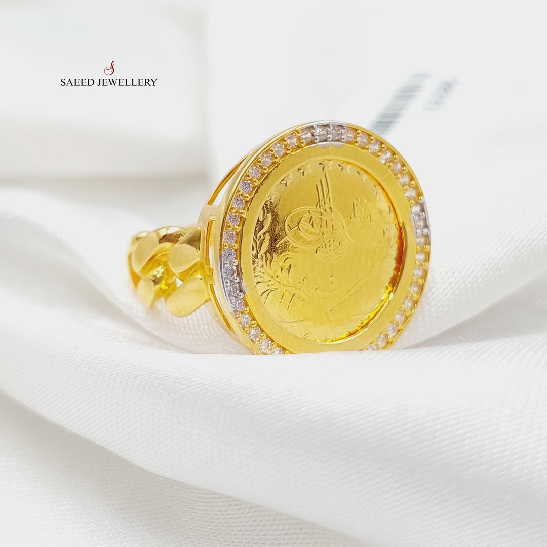 Zirconed Rashadi Ring Made Of 21K Yellow Gold by Saeed Jewelry-28373