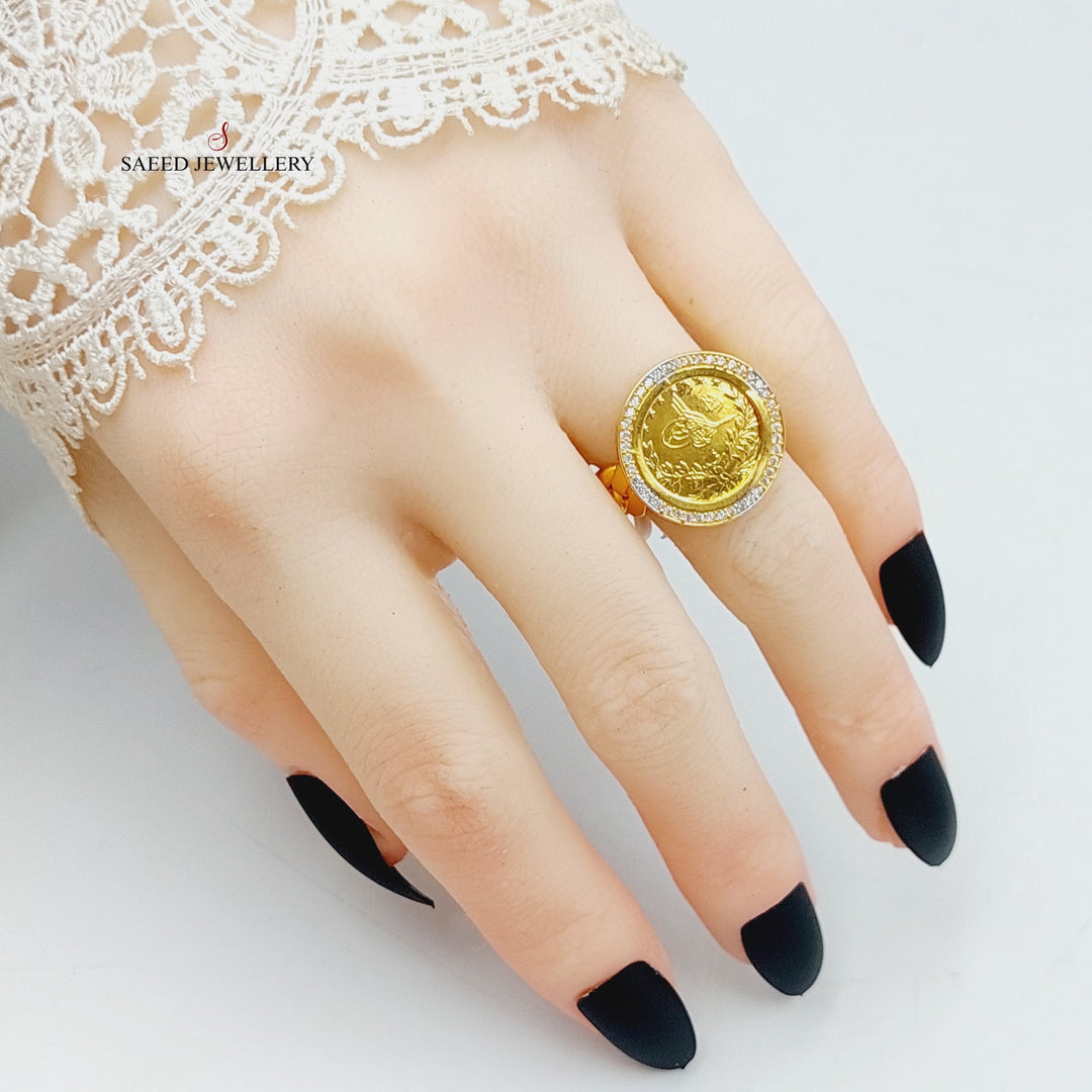 Zirconed Rashadi Ring Made Of 21K Yellow Gold by Saeed Jewelry-28373