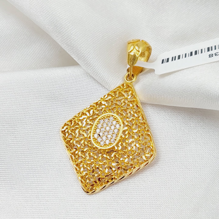 Zirconed Rhombus Pendant Made Of 21K Yellow Gold by Saeed Jewelry-28538