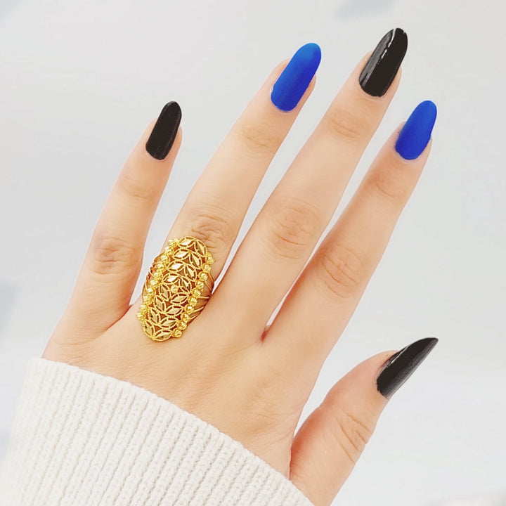 Zirconed Rhombus Ring Made Of 21K Yellow Gold by Saeed Jewelry-28447