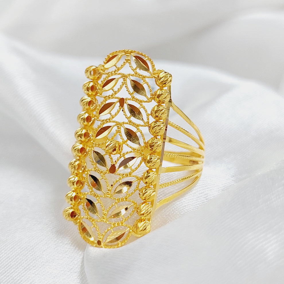 Zirconed Rhombus Ring Made Of 21K Yellow Gold by Saeed Jewelry-28447