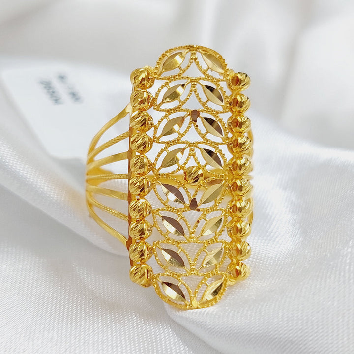 Zirconed Rhombus Ring Made Of 21K Yellow Gold by Saeed Jewelry-28447