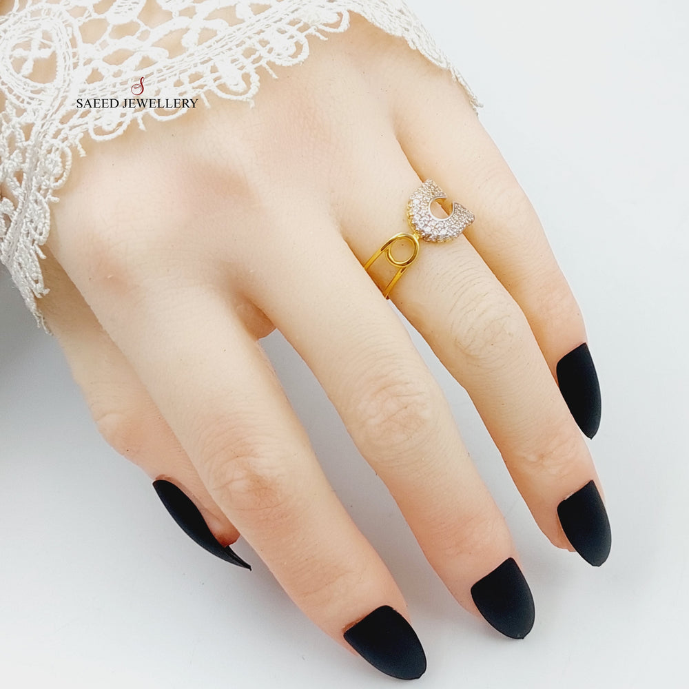 Zirconed Shoe Ring  Made Of 21K Yellow Gold by Saeed Jewelry-28692