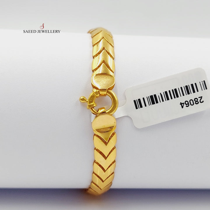 Zirconed Snake Bracelet Made Of 21K Yellow Gold by Saeed Jewelry-28064