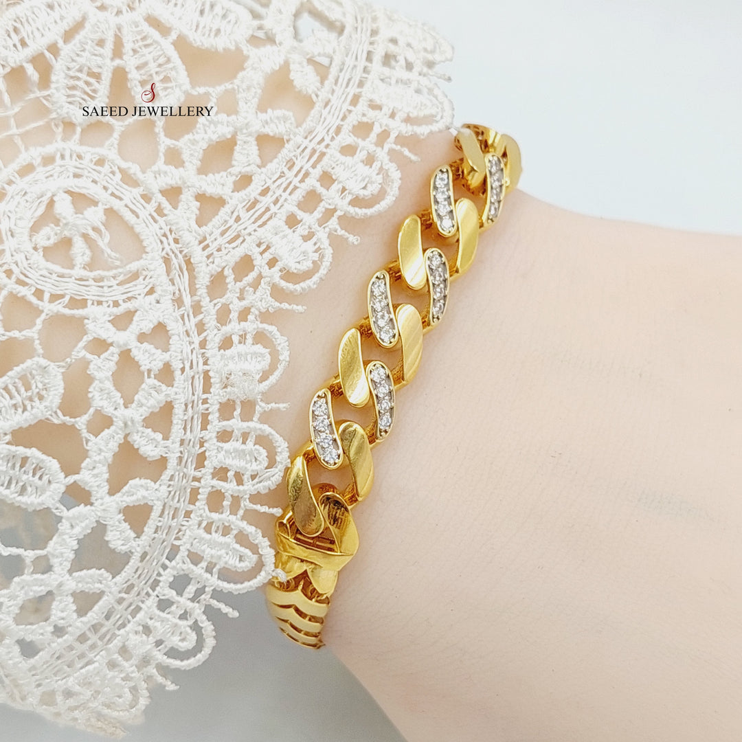 Zirconed Snake Bracelet Made Of 21K Yellow Gold by Saeed Jewelry-28064