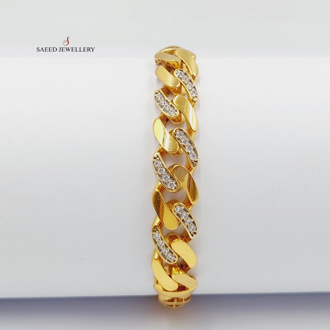 Zirconed Snake Bracelet Made Of 21K Yellow Gold by Saeed Jewelry-28064