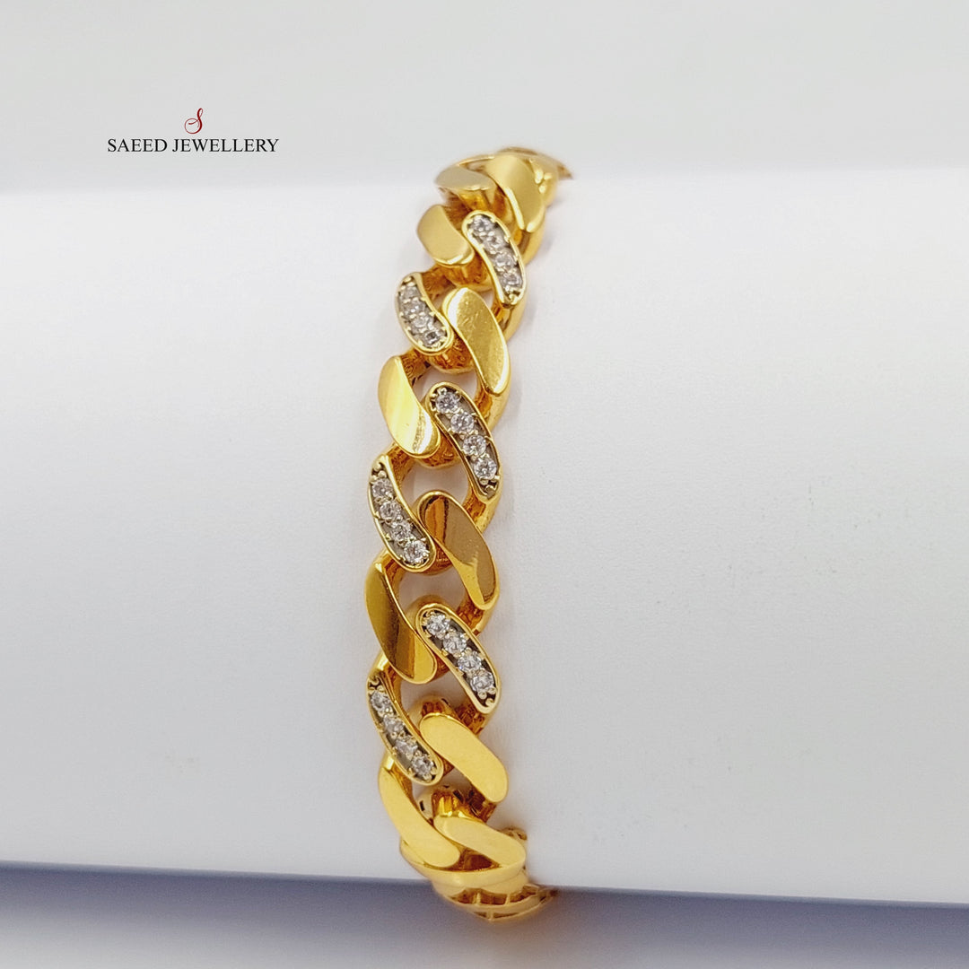 Zirconed Snake Bracelet Made Of 21K Yellow Gold by Saeed Jewelry-28064