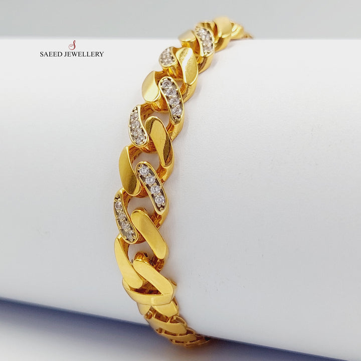 Zirconed Snake Bracelet Made Of 21K Yellow Gold by Saeed Jewelry-28064