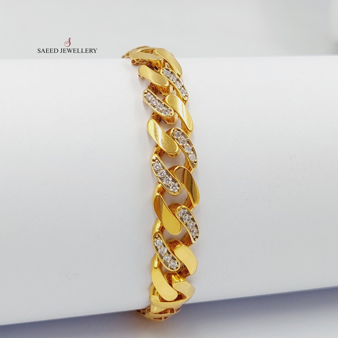 Zirconed Snake Bracelet Made Of 21K Yellow Gold by Saeed Jewelry-28064