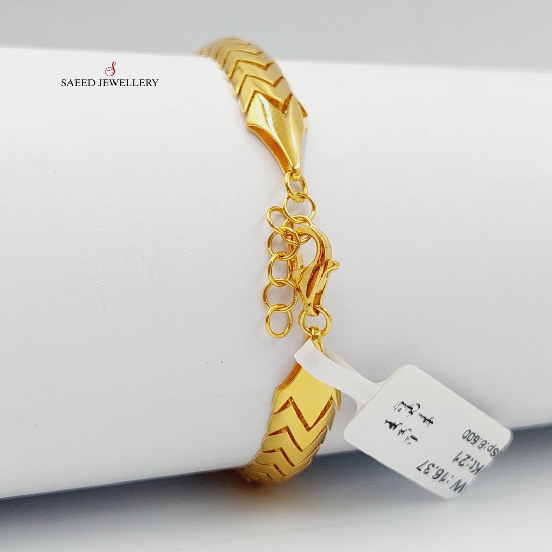 Zirconed Snake Bracelet Made Of 21K Yellow Gold by Saeed Jewelry-28098