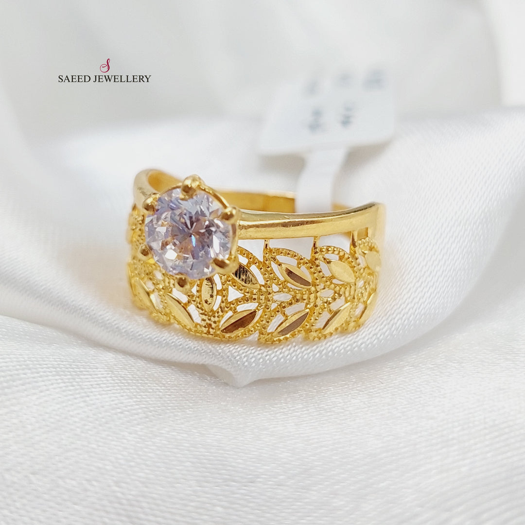 Zirconed Spike Engagement Ring Made Of 21K Yellow Gold by Saeed Jewelry-27473
