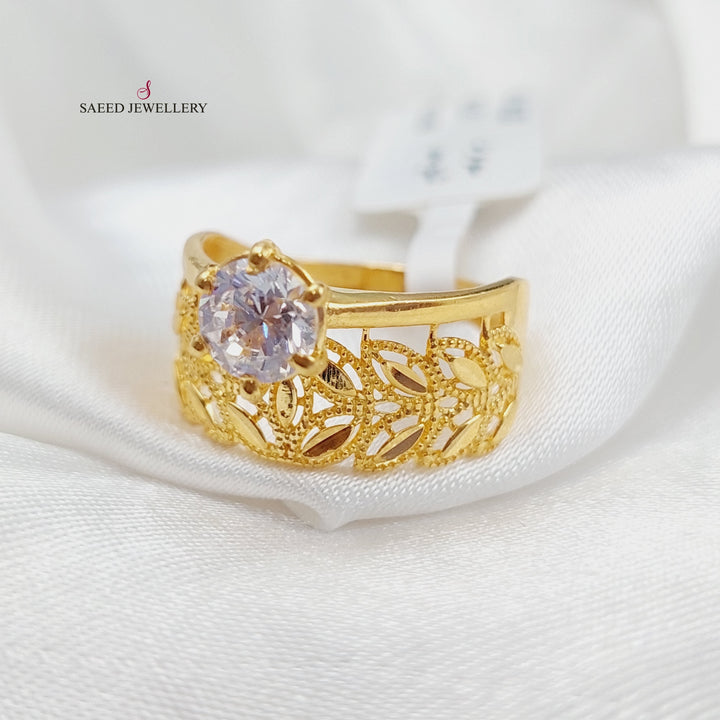 Zirconed Spike Engagement Ring Made Of 21K Yellow Gold by Saeed Jewelry-27473