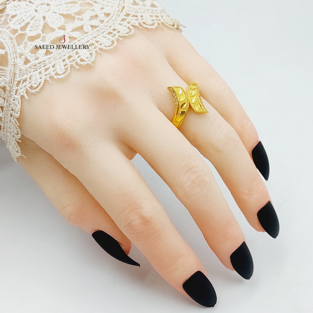 Zirconed Spike Ring Made Of 21K Yellow Gold by Saeed Jewelry-28362