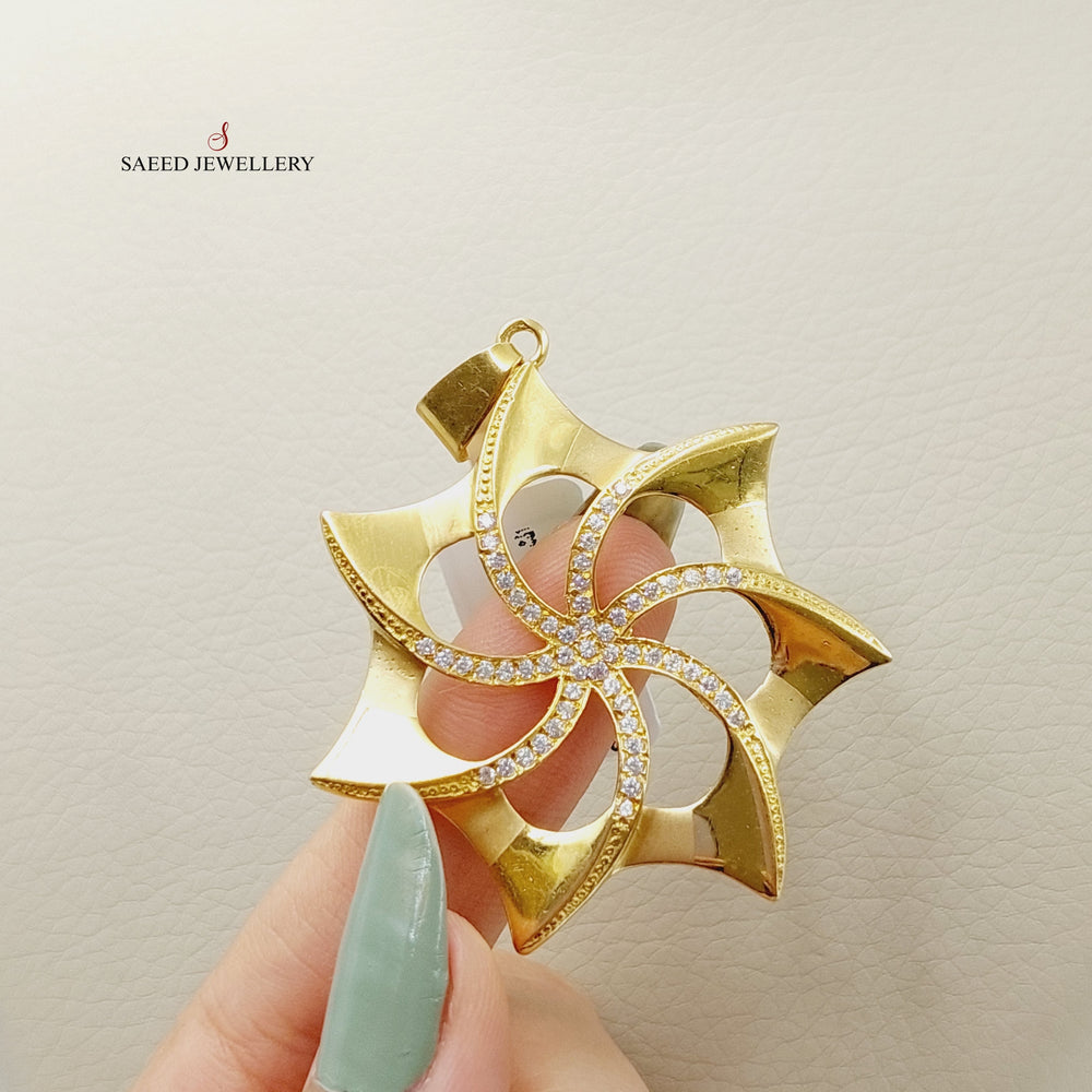 Zirconed Star Pendant Made Of 21K Yellow Gold by Saeed Jewelry-28535