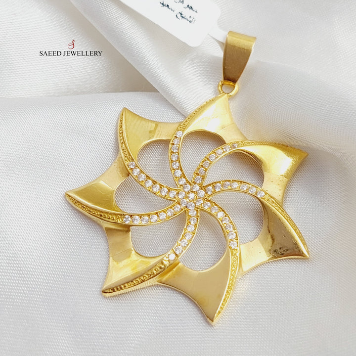 Zirconed Star Pendant Made Of 21K Yellow Gold by Saeed Jewelry-28535