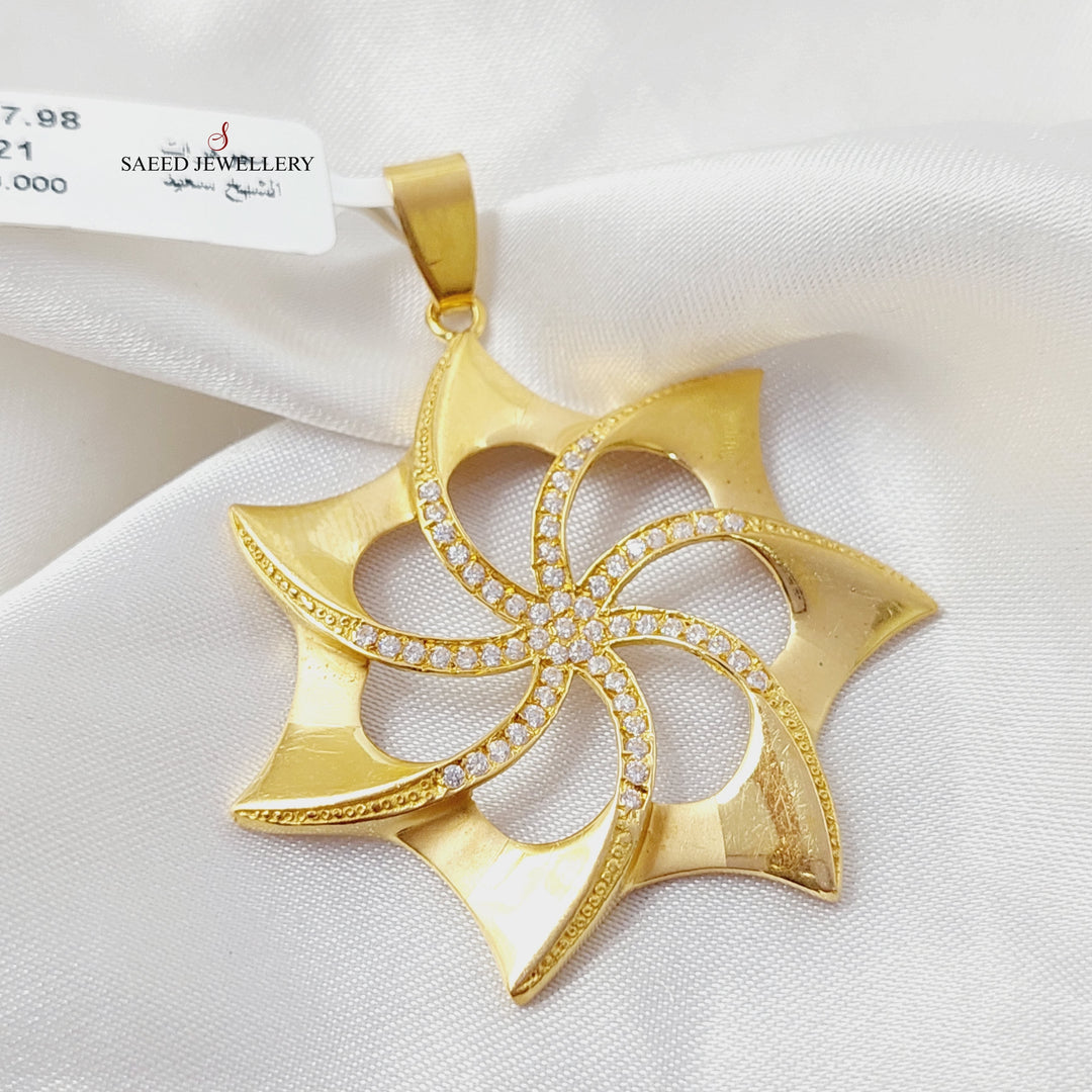 Zirconed Star Pendant Made Of 21K Yellow Gold by Saeed Jewelry-28535