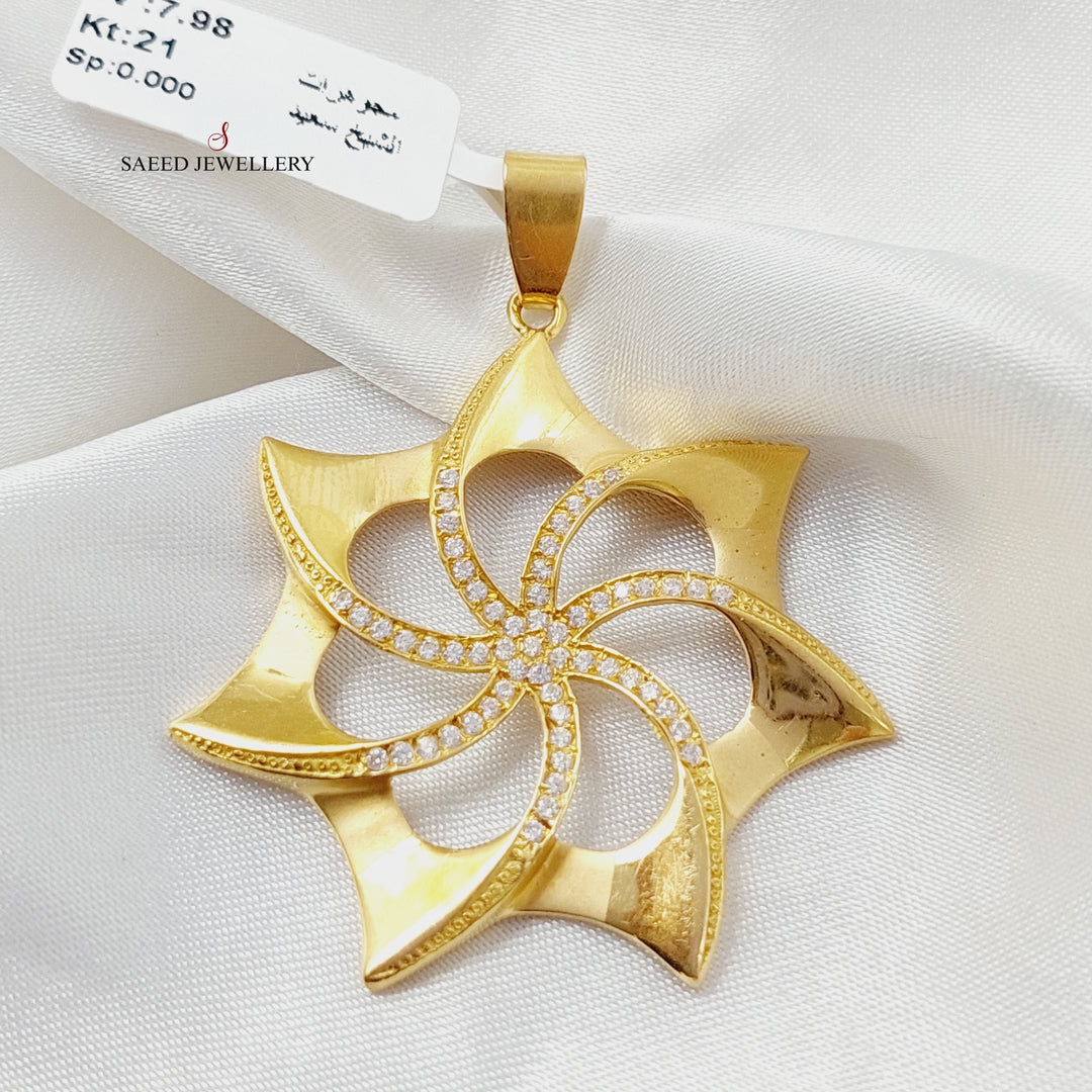 Zirconed Star Pendant Made Of 21K Yellow Gold by Saeed Jewelry-28535