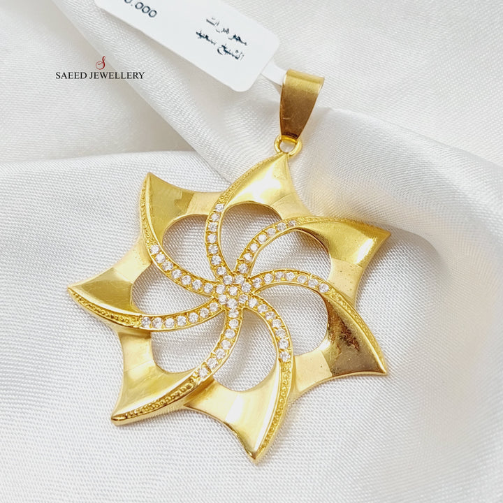 Zirconed Star Pendant Made Of 21K Yellow Gold by Saeed Jewelry-28535