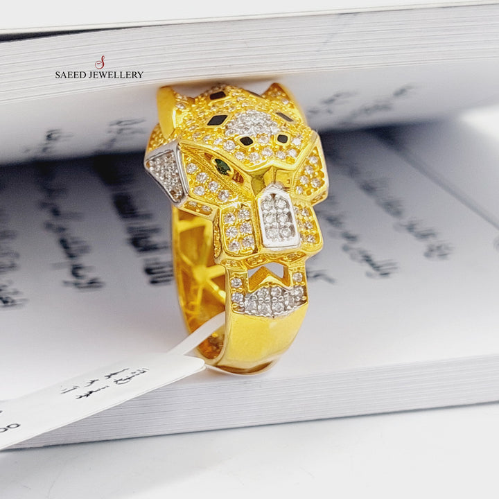 Zirconed Tiger Ring Made Of 21K Yellow Gold by Saeed Jewelry-27571