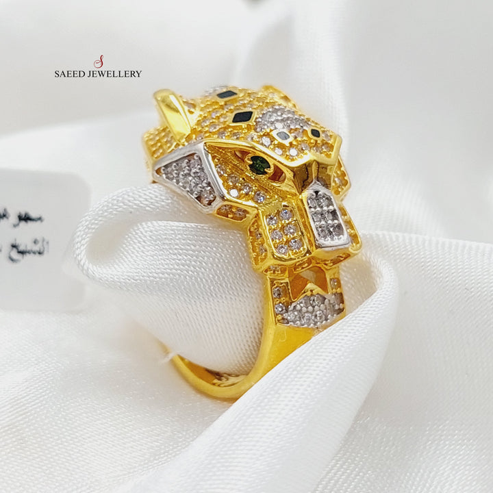 Zirconed Tiger Ring Made Of 21K Yellow Gold by Saeed Jewelry-27571