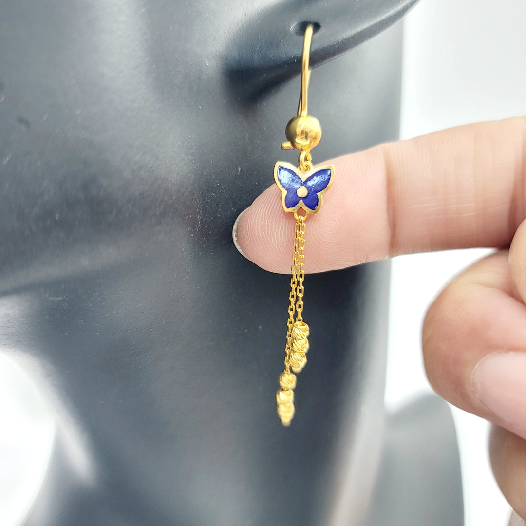 21K حلق فراشة مينا-مجوهرات الشيخ سعيد-Saeed Jewelry 