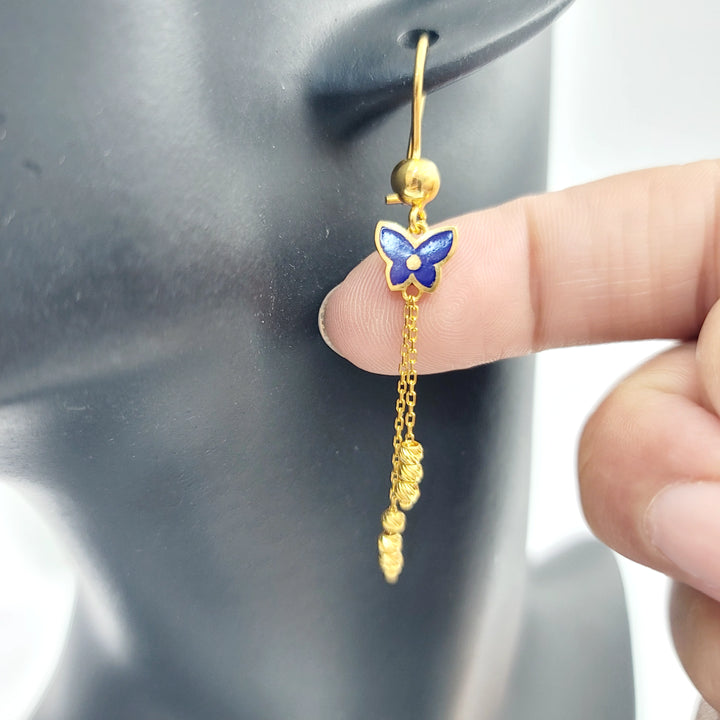 21K حلق فراشة مينا-مجوهرات الشيخ سعيد-Saeed Jewelry 