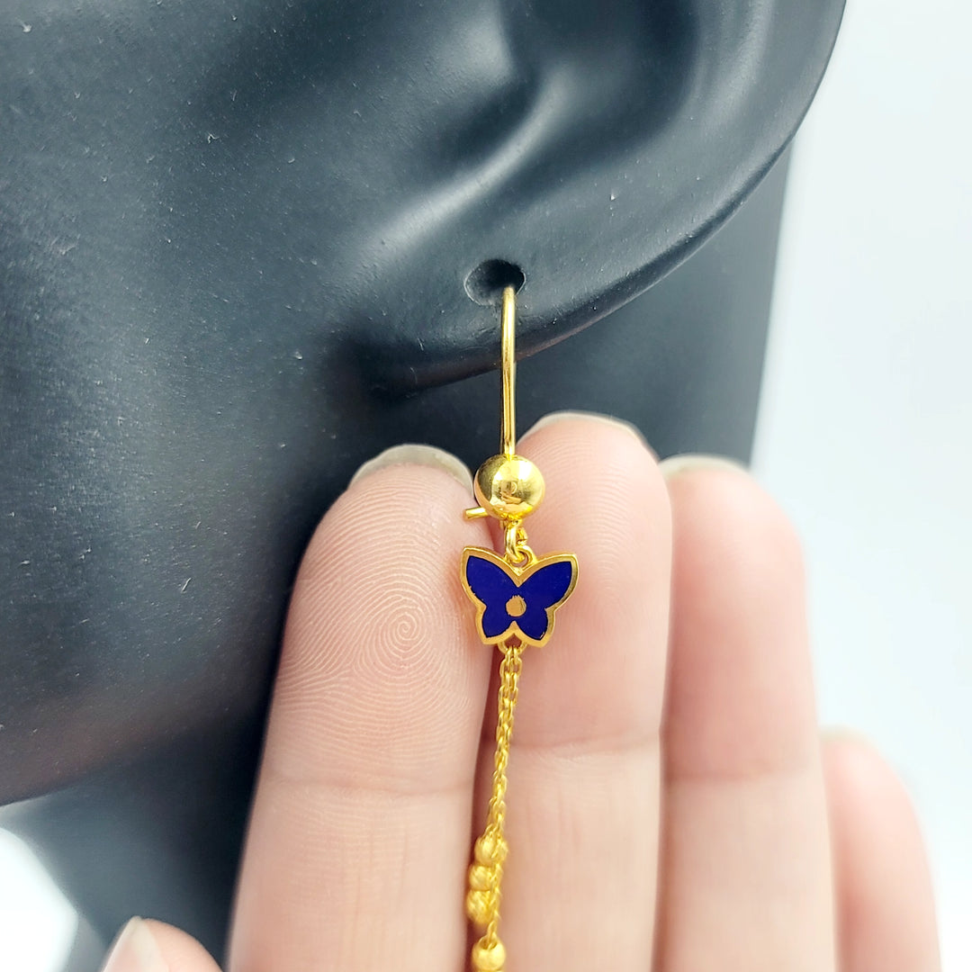 21K حلق فراشة مينا-مجوهرات الشيخ سعيد-Saeed Jewelry 