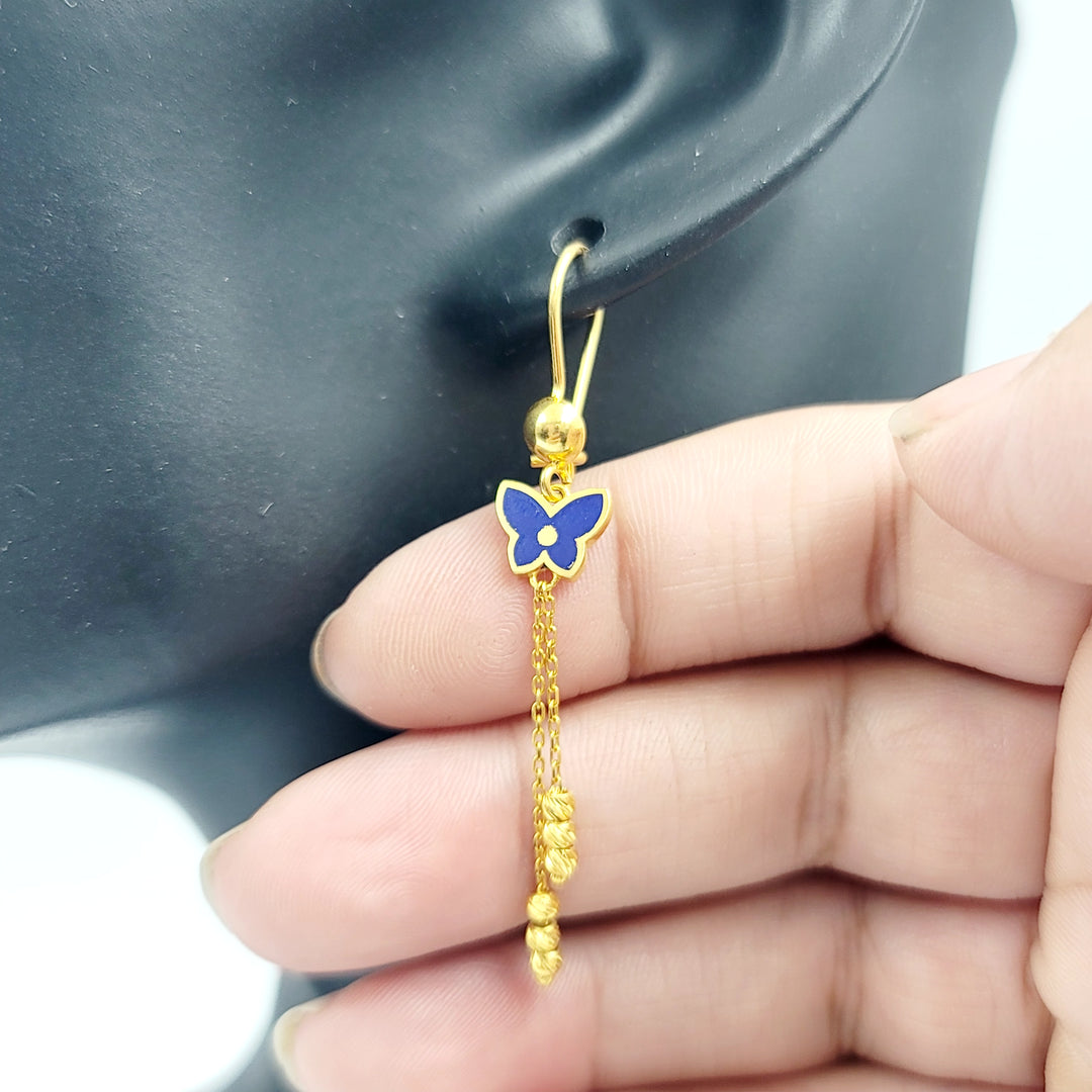 21K حلق فراشة مينا-مجوهرات الشيخ سعيد-Saeed Jewelry 