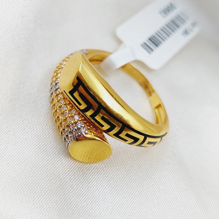 21K Gold Enamel Zirconia Ring by Saeed Jewelry - Image 14