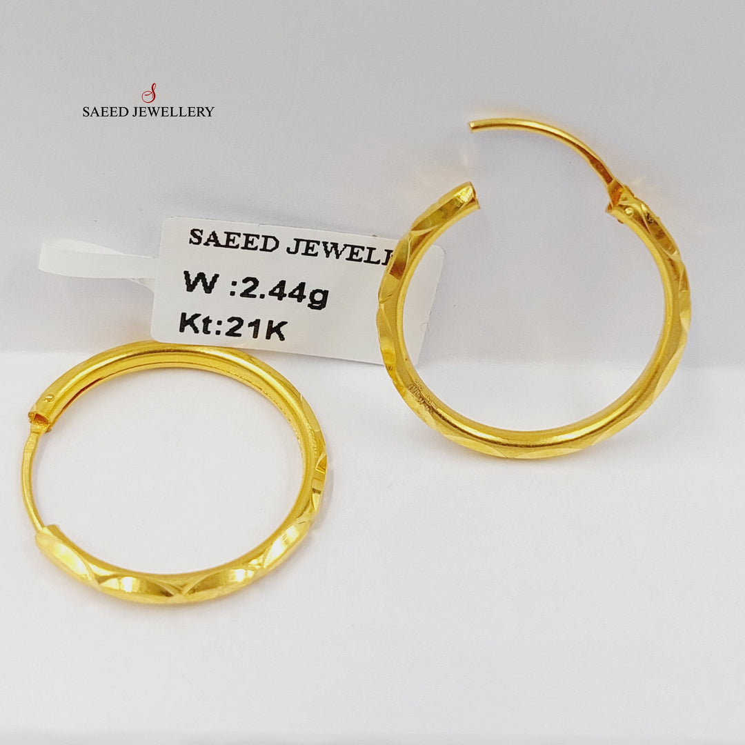 21K حلق ذبلة-مجوهرات الشيخ سعيد-Saeed Jewelry 