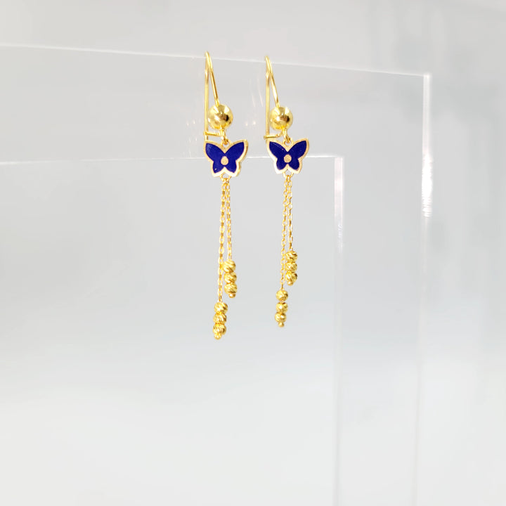 21K حلق فراشة مينا-مجوهرات الشيخ سعيد-Saeed Jewelry 