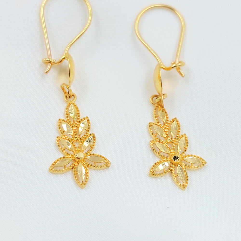 21K حلق ورق الشجر-مجوهرات الشيخ سعيد-Saeed Jewelry 