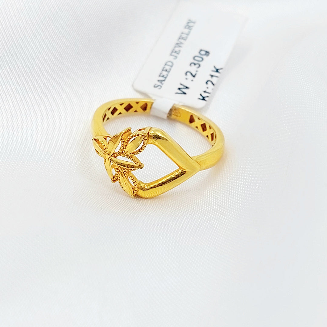 21K خاتم ورق الشجر-مجوهرات الشيخ سعيد-Saeed Jewelry 
