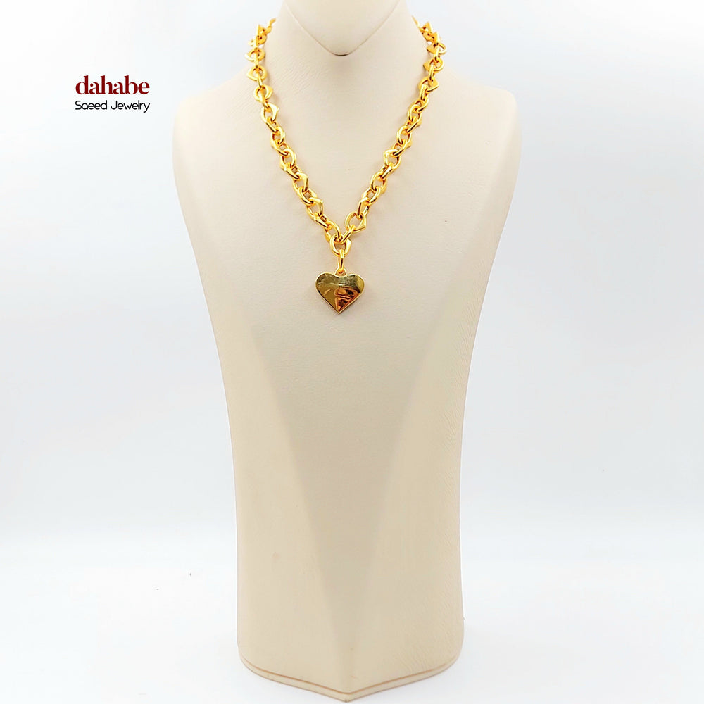 21K عقد جنزير قلب-مجوهرات الشيخ سعيد-Saeed Jewelry 