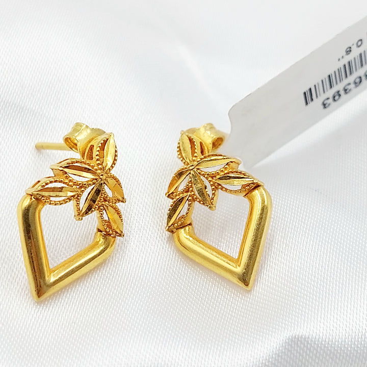 21K حلق ورق الشجر-مجوهرات الشيخ سعيد-Saeed Jewelry 