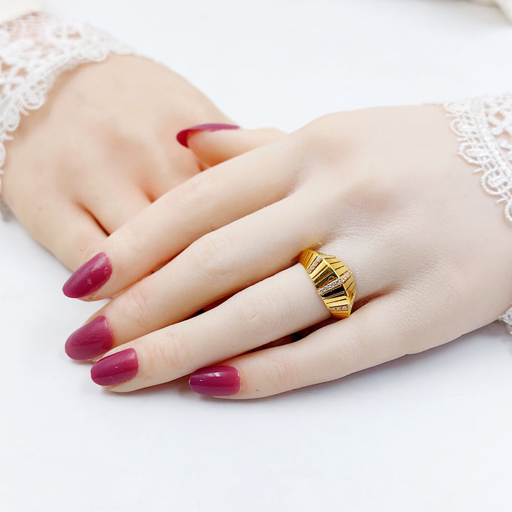 21K خاتم اكسترا مرصع-مجوهرات الشيخ سعيد-Saeed Jewelry 