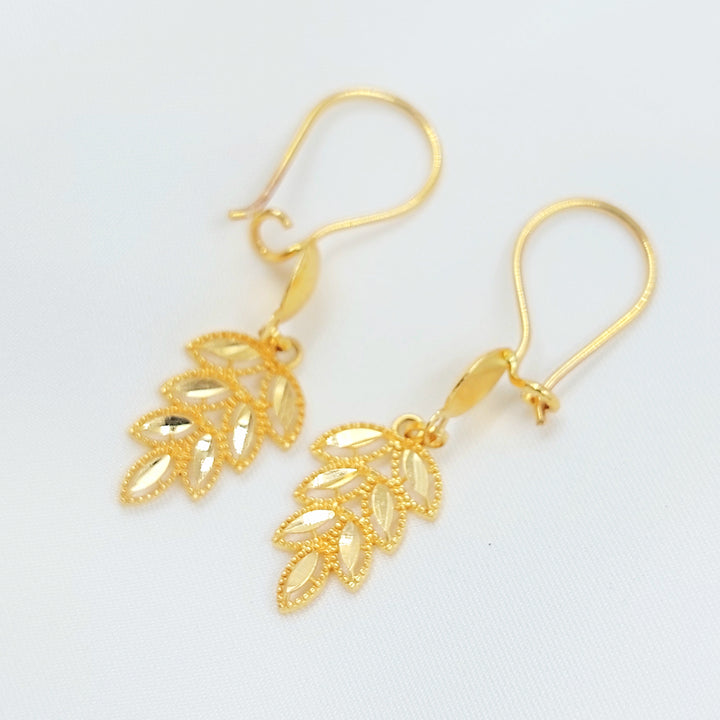 21K حلق ورق الشجر-مجوهرات الشيخ سعيد-Saeed Jewelry 