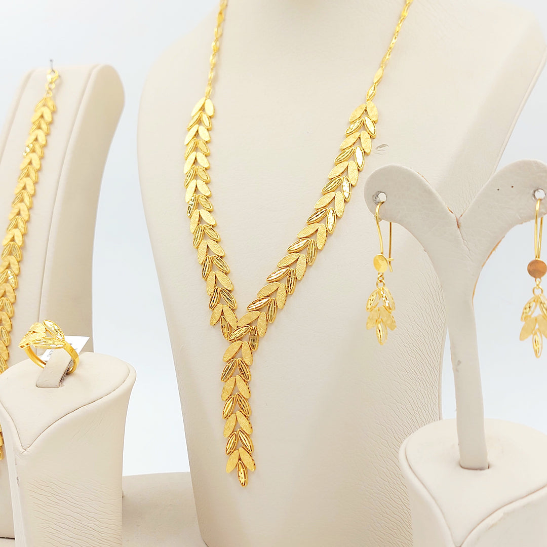 21K طقم ورق الشجر اكسترا-مجوهرات الشيخ سعيد-Saeed Jewelry 