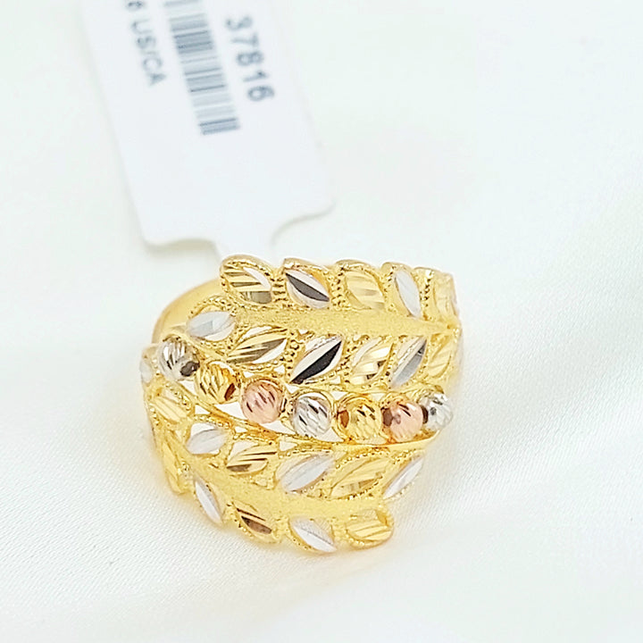 21K خاتم ورق الشجر اكسترا-مجوهرات الشيخ سعيد-Saeed Jewelry 